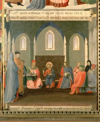 医師のうちキリスト、サンティッシマアヌンツィアータの銀の宝庫のパネル1の詳細、c.1450-53（パネル上のテンペラ）